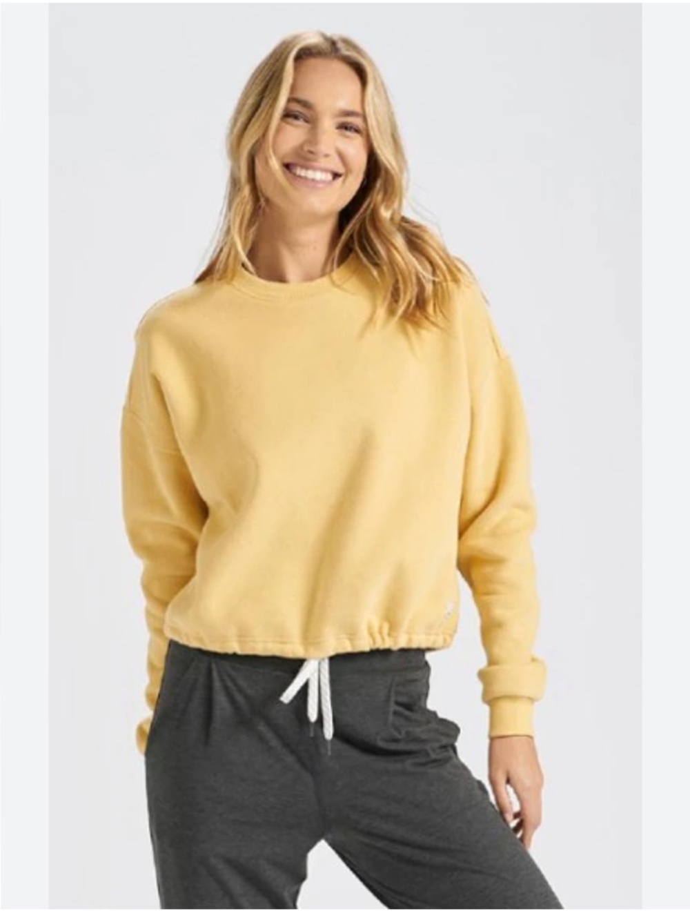 Vuori Butter Yellow Cropped Sweatshirt
